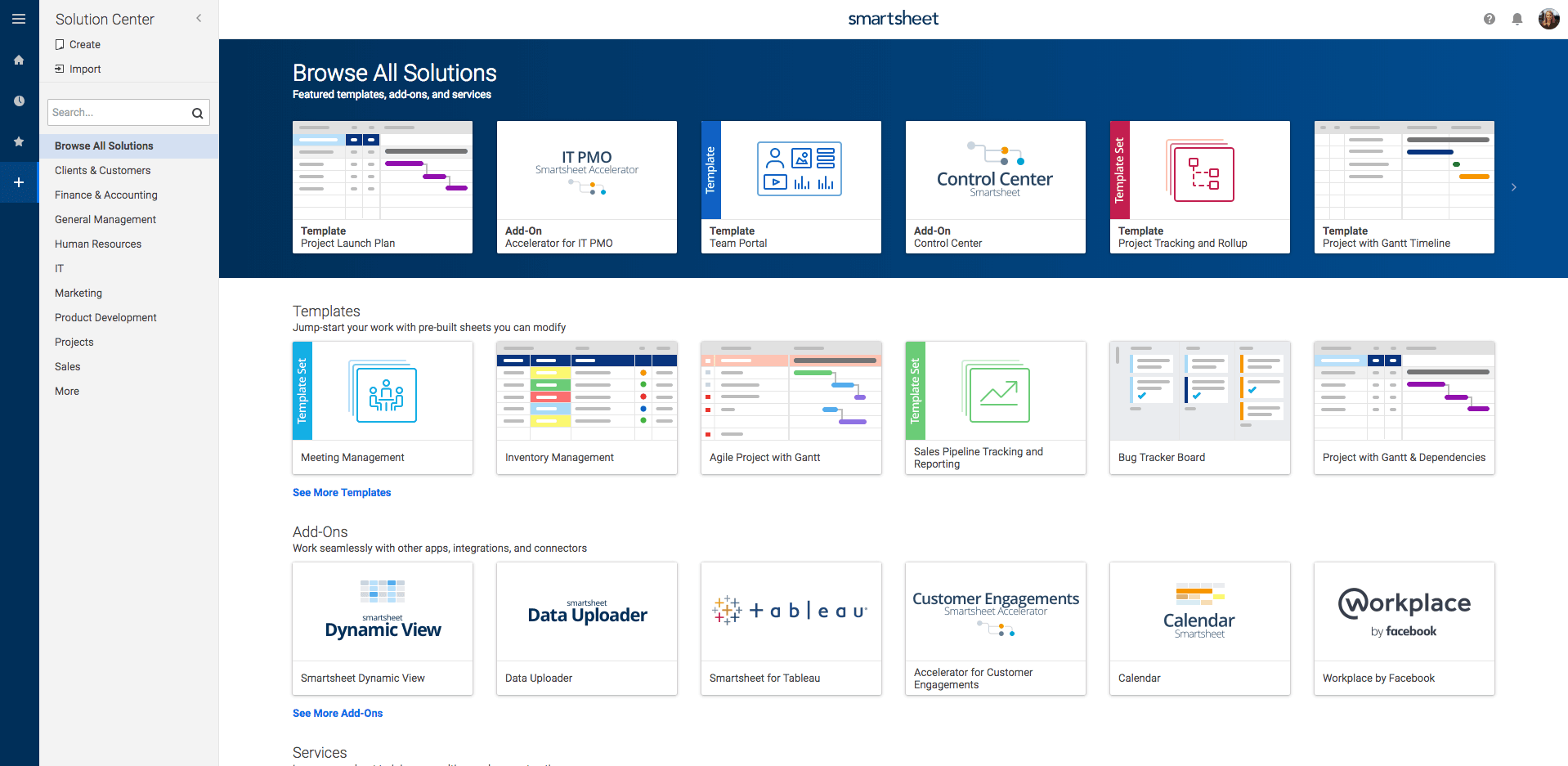 Browse Smartsheet Solutions