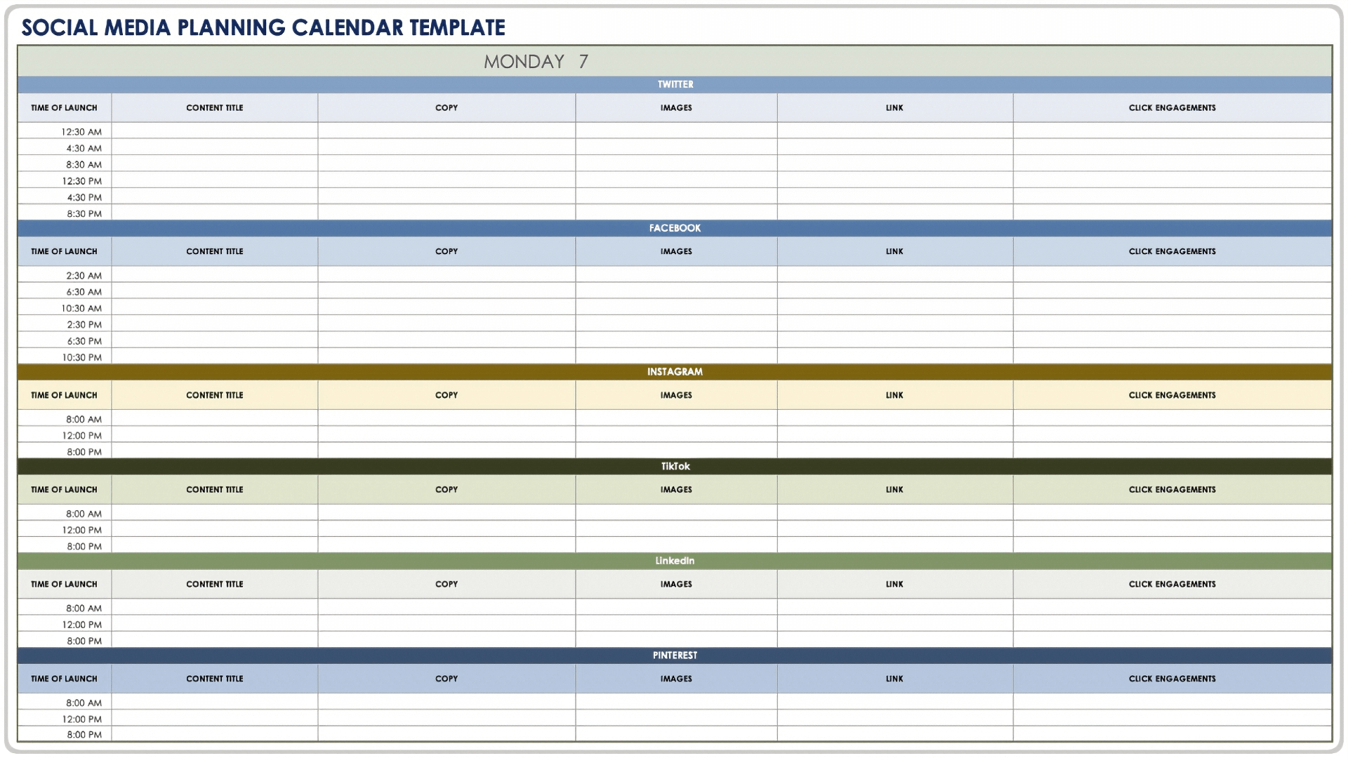 Social Media Planning Calendar