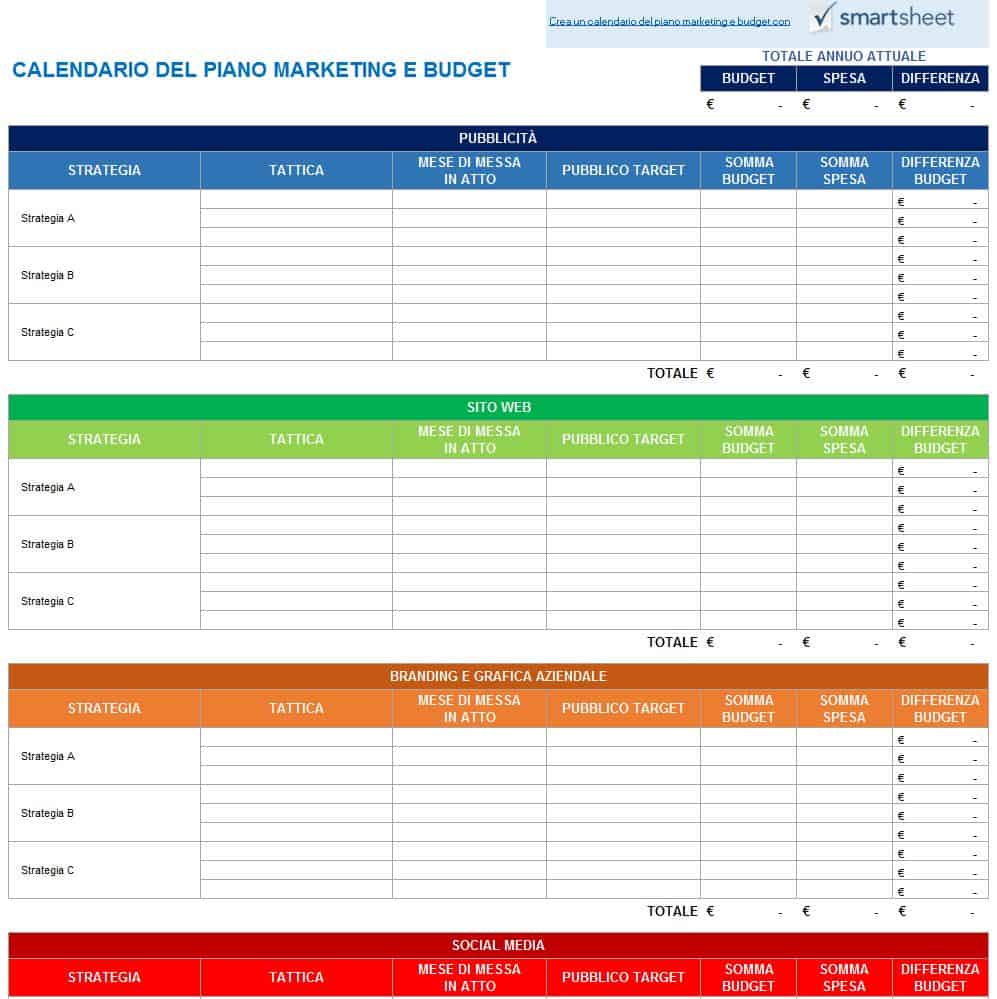 CALENDARIO DEL PIANO MARKETING E BUDGET