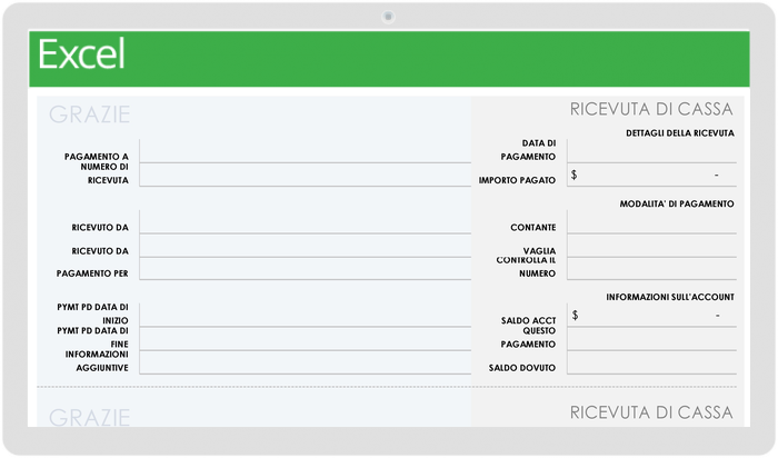  Modello di ricevuta di cassa