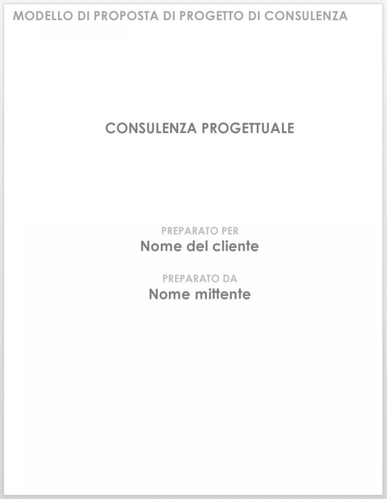 Modello di proposta di progetto di consulenza