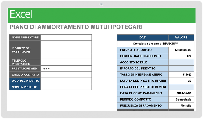  Modello di pianificazione del calcolatore di ammortamento del prestito ipotecario