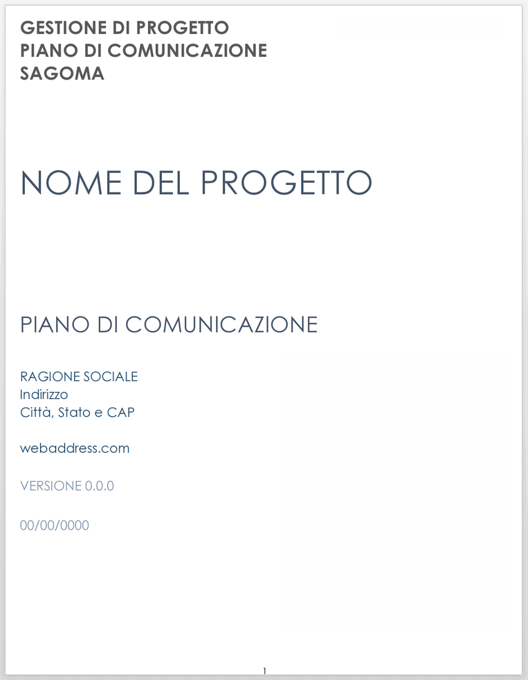 Piano di comunicazione per la gestione del progetto