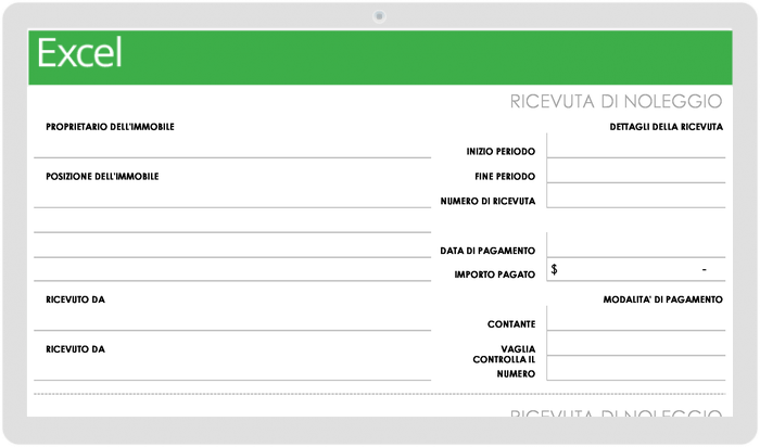 Modello di ricevuta di affitto