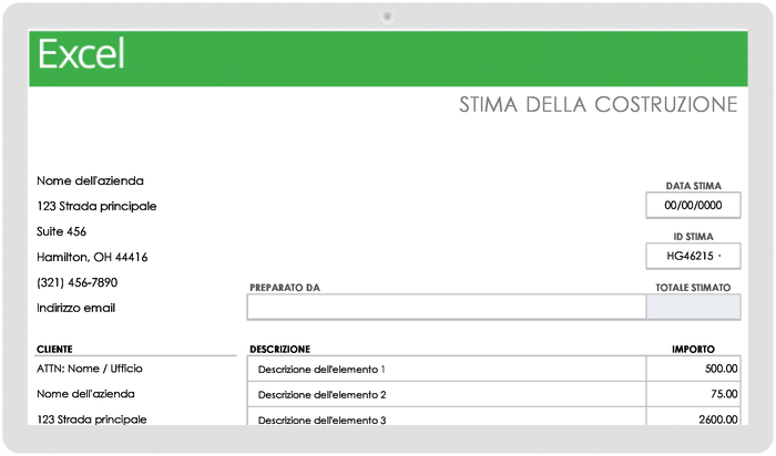 Modello di preventivo di costruzione semplice