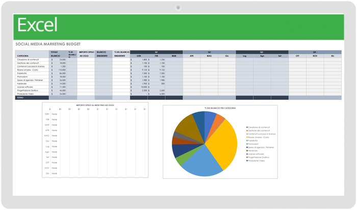  Modello di budget di marketing per social media