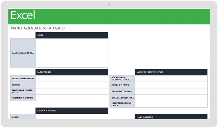 Modello di piano aziendale strategico